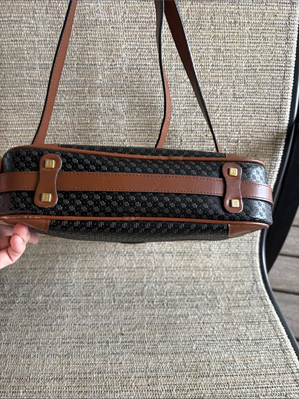 Collector’s Bally VTG Monogram Crossbody Bag Canvas Leather Brown Swiss Luxury - Picture 7 of 17